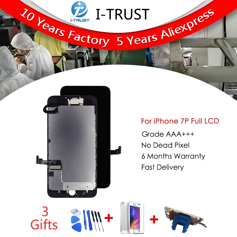 

AAA 1pc Glass Touch Screen Digitizer & LCD Assembly Replacement For iPhone 7G 7 Plus & Front Camera & Free Tools