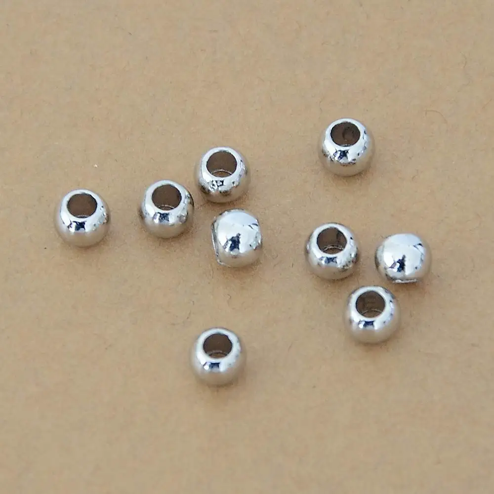 1000 шт. 5 мм CCB Материал серебро Цвет большая дыра свободные шарики для браслета Цепочки и ожерелья ювелирных изделий DIY ремесла