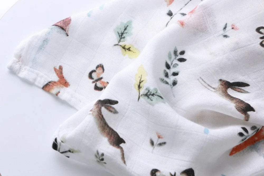 Ins Горячая бамбуковое волокно муслин детское одеяло s кролик и одеяло с рисунком грибов постельные принадлежности пеленание для новорожденных пеленание банное полотенце