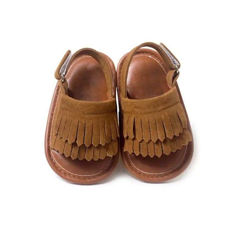 Summer Kid Shoes Prewalker PU Leather Baby Shoes Girls Princess Tassel Crib Shoes Solid Color