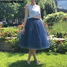 Новые вечерние юбки с эластичной резинкой на талии, Длинные тюлевые юбки, секретная Женская Асимметричная сетчатая юбка-пачка, винтажная Студенческая синяя юбка Faldas S