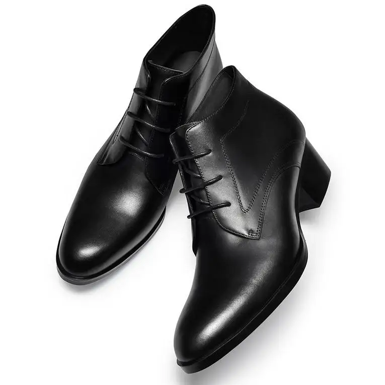 Новинка; сезон осень; мужские ботинки из натуральной кожи на высоком каблуке в деловом стиле; ботинки anke; мужские модные ботинки на шнуровке с острым носком