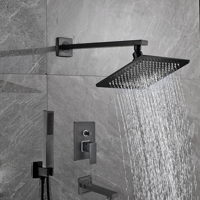 Bathroom Luxury Rain Mixer Shower Combo Set Wall Mounted Rainfall