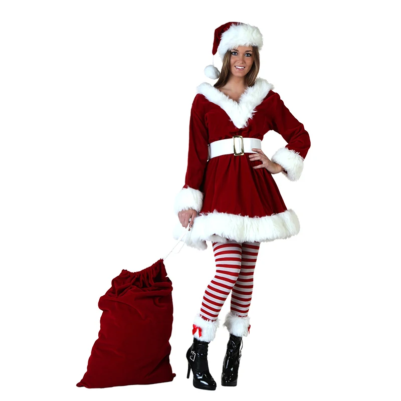 

Sexy Women New Year Costumes Santa Dress Christmas Girl Santa Claus Winter Clothes Cosplay Party Dress Stage Uniforms