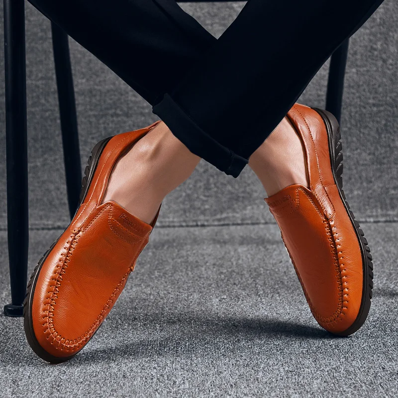 

ARUONET Summer Leather Men Shoes Slip On Breathable Driving Shoes Designer Classics Male Loafers Footwear Erkek Ayakkabi Deri