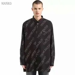 18SS Vete men ts полный Логотип Печатный Черный Письмо с длинным рукавом рубашка мужская женская kanye негабаритных рубашек хип-хоп Уличная рубашка