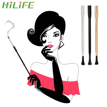 

HILIFE Smoking Pipe Retractable Cigarette Holder Creative Aluminum Alloy Women's long series Cigarette Accessories