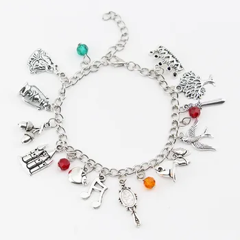 

Snow White Charm Bracelet Fashion Once Upon a Time Fairy Tale Jewelry Pendant Crystal Bead Bangle Bracelet For Women Girl