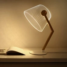 3D эффект стереовидение светодиодный настольная лампа деревянная поддержка акриловый абажур светодиодный свет гостиная лампа для чтения в спальне с USB вилкой