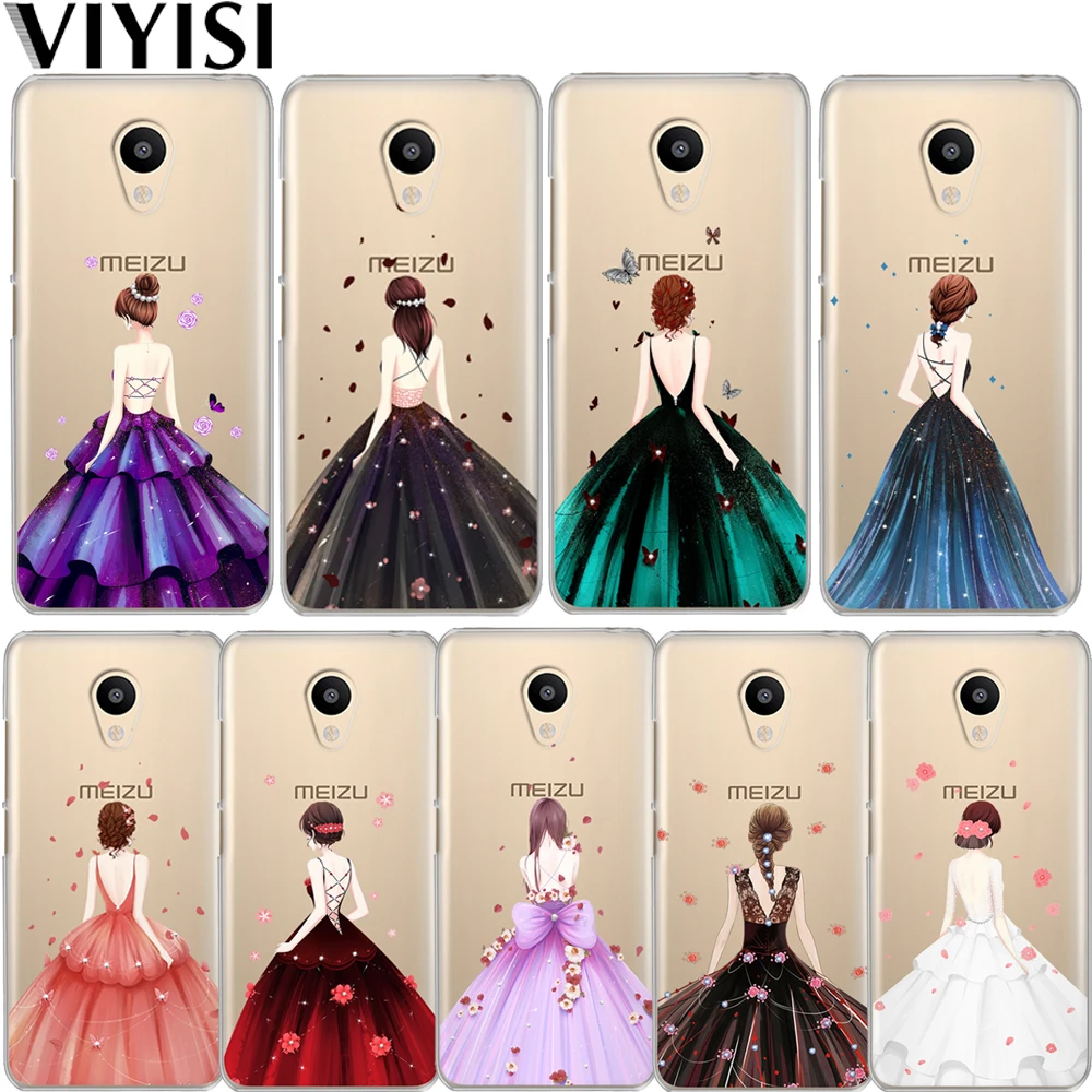 

VIYISI For Meizu M6 5 Note Phone Case Cover M5S 5C M3s 3 Note Pro6 U10 U20 Evening Dress Girl Soft Silicone TPU Back Coque Shell