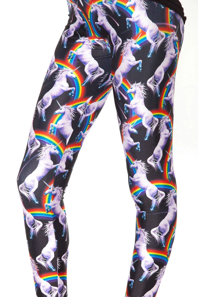 Fashion Women Colorful Unicorn Print Leggings Slim Fit