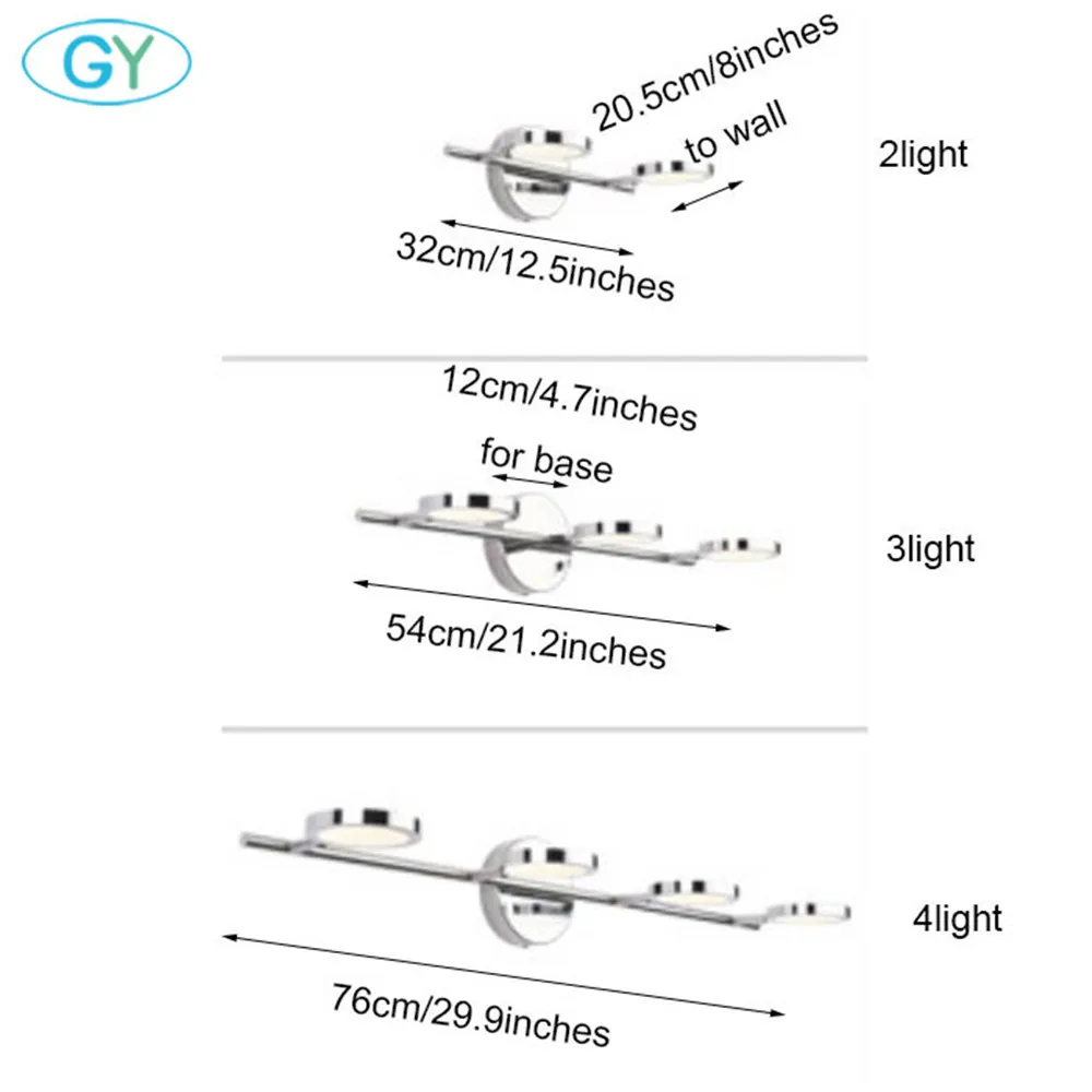 2019 جديد الفولاذ خزنة من الصلب مرآة ضوء 8 W 12 W 16 W led مصباح الحمام washroom هل جدار ضوء الحديث الحد الأدنى الغرور أضواء