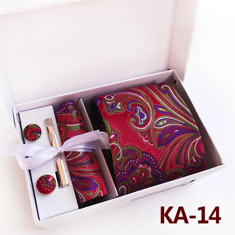 ChenKe наборы галстуков фирменные галстуки Handky запонки, Подарочная коробка наборы Художественный Цветочный Узор Галстук в точку наборы Gravata Cortabata для мужчин - Цвет: KA-14