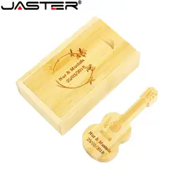 Оригинальный логотип Jaster деревянная гитара + Подарочная коробка Флешка 4 ГБ 8 ГБ 16 ГБ 32 ГБ 64 ГБ музыка usb флэш-накопитель карта памяти подарки