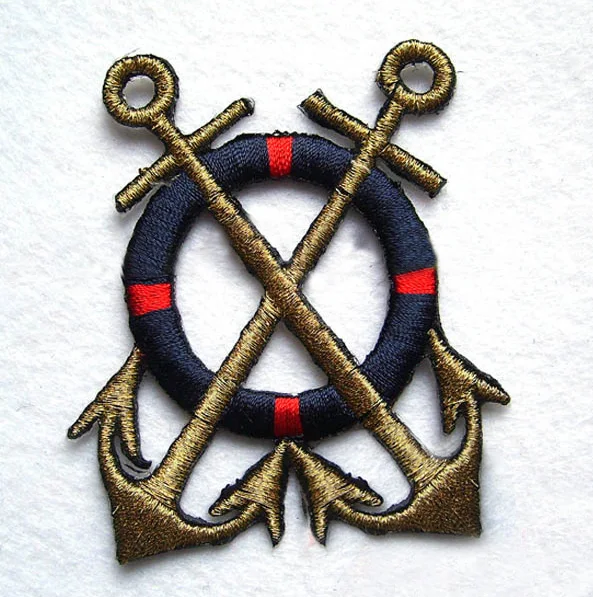 5.5*6.5CM double anchor marine wheel Embroidered Iron On patches