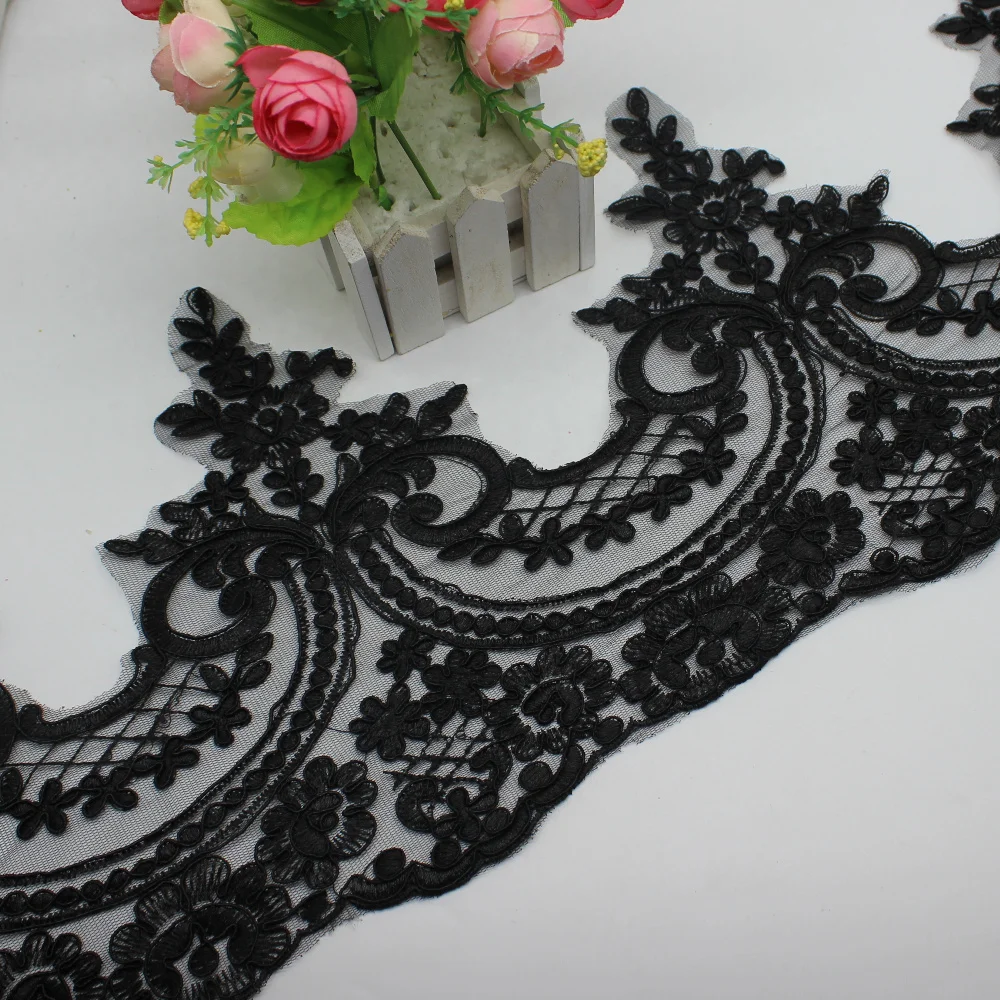YACKALASI 5 ярдов свадебная ткань Кружевная аппликация 3D цветок вышитые свадебные пояса зубчатый шитье отделка границы 22-24 см