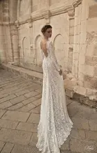 Frauen backless V-ausschnitt Lace crochet Boden Länge Partei-kleid abendkleid vestidos Volle hülse elegante Kleid