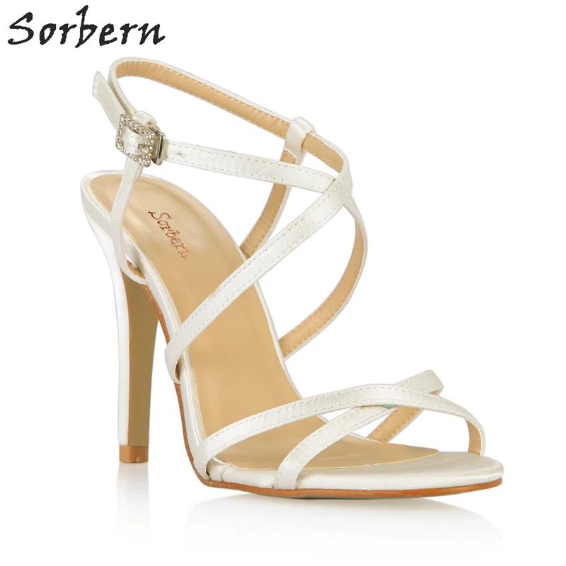 

Sorbern Comfortable 10Cm High Heel Sandals Wedding Shoes Ladies Sandal Stilettos Slingbacks Custom Color Women Summer Shoes 2018