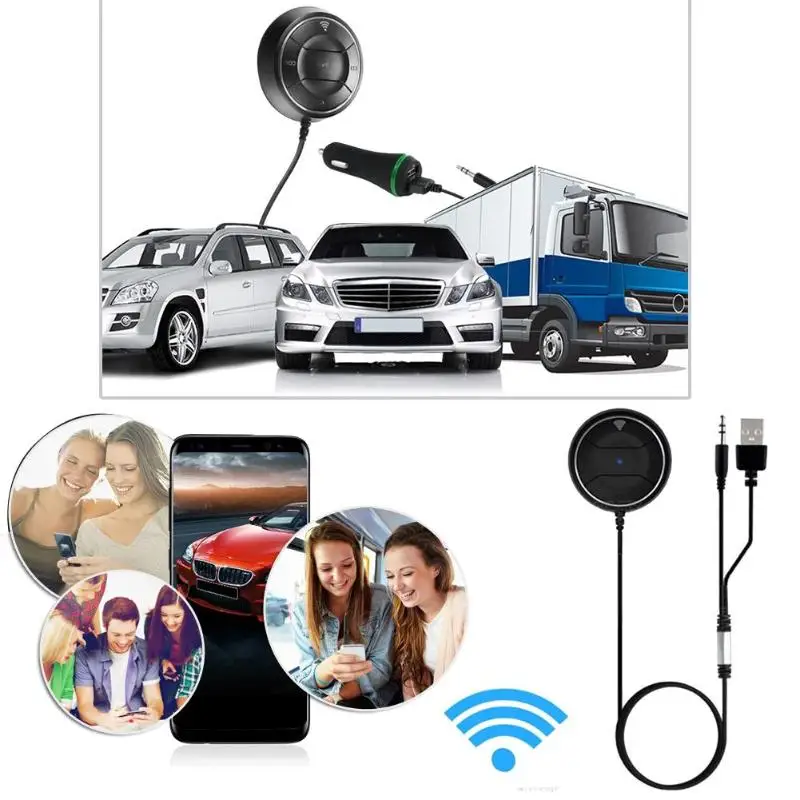 ALLOYSEED USB bluetooth-адаптеры приемник 3,5 мм с разъемом подачи внешнего сигнала AUX разговор, музыка потокового адаптер гарнитуры микрофон магнитное основание MP3 плеер