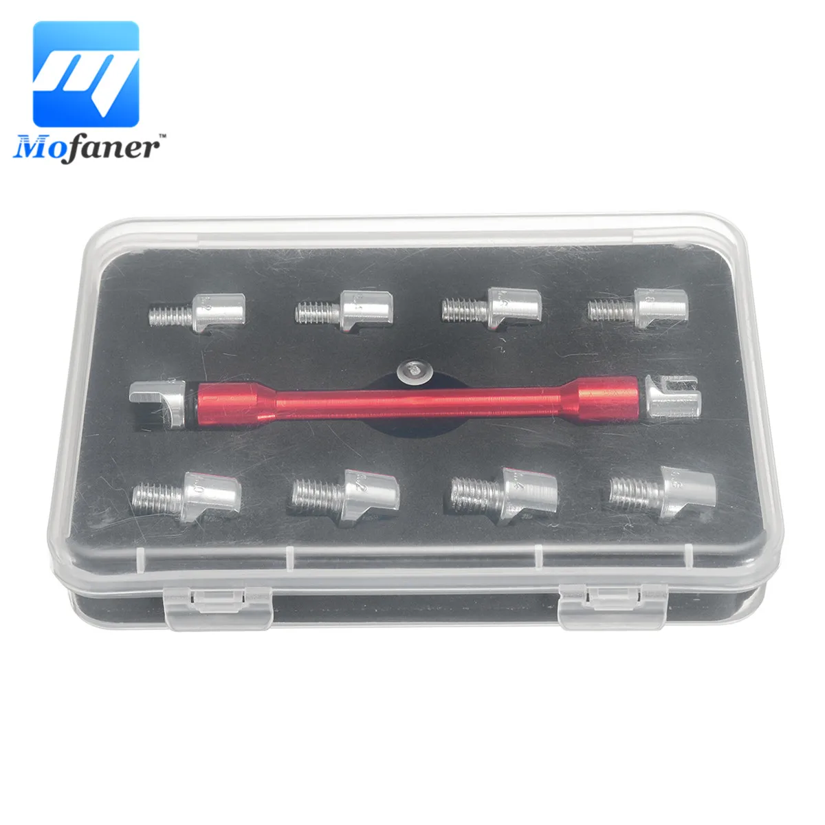 Red Motorcycle Spoke Wrench Tips Set with Box Motorcycle Repair Tool