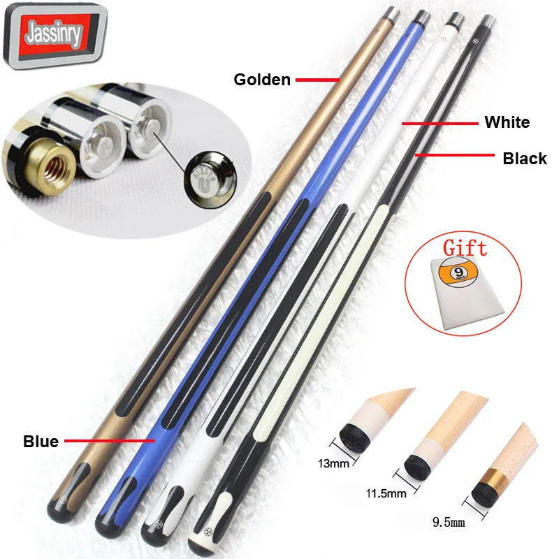 

free shipping 9.5/11.5/13mm Pool Billiards Cue sticks blue/golden/black Nine-ball Ball Arm Cue high quality Billiard Accessories