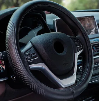 

New leather steering wheel sleeve embossed big diamond general car set steering wheel fuzzy steering wheel cover