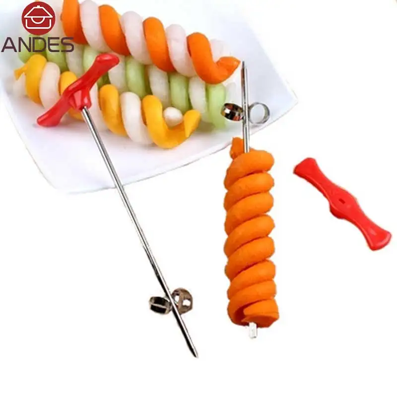 

ANDES Kitchen 1pc Manual Spiral Screw Slicer Plastic PP + Steel Wire Potato Carrot Cucumber Vegetables Spiral Knife Carving Tool