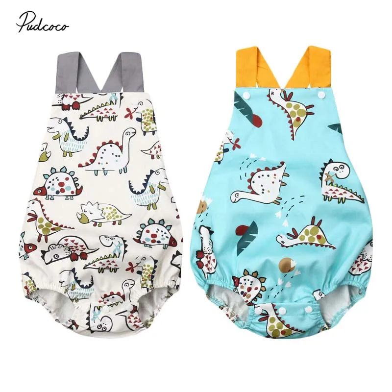 

2019 Brand Toddler Kids Baby Boy Girls Dinosaur Bodysuit Cute Sleeveless Cartoon Dinasour Overalls Jumpsuit Outfit Baby Clothes