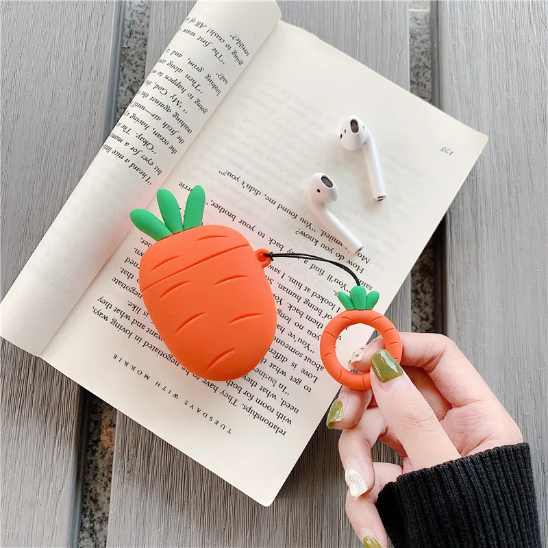 Case For Airpods Apple Plug Cartoon Plant Wireless Charging Cover Accessories Ear Pods Case With Carabiner Ear Hooks Key Ring (2)
