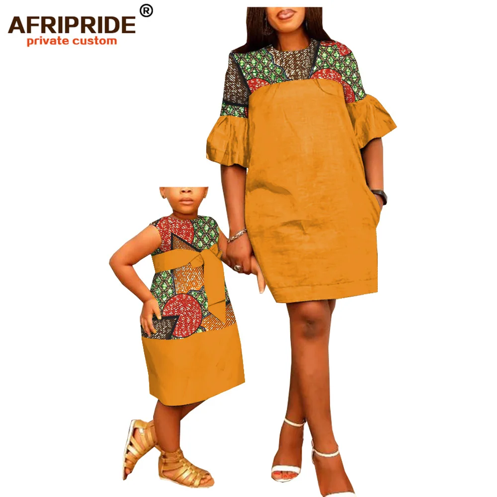 2019 летнее семейное платье из воска для женщин и девочек AFRIPRIDE женское по колено