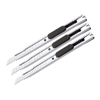 

Utility knife Slim Snap Off Blade Silver Stainless Steel Retractable Razor Tool