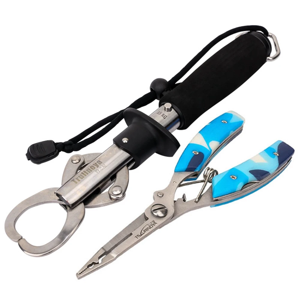 Trulinoya Fishing Lip Grip(245mm)+Pliers(160mm) Set, Fishing Tackle Control Fish Plier Fishing