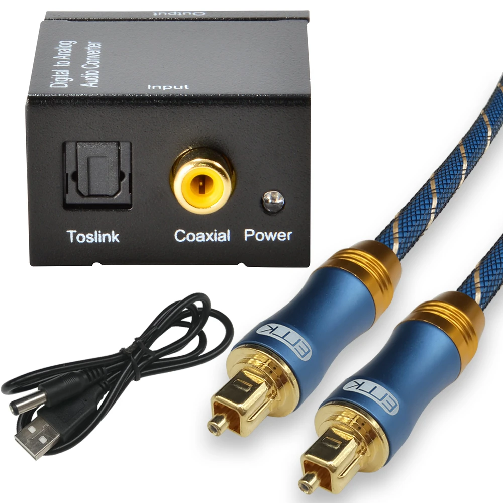 1 x Digital to analog audio converter (DAC) 1 x 1m/3ft EMK Toslink optical audio cable (LSYJ-A) 1 x USB power cable 1 x User manual