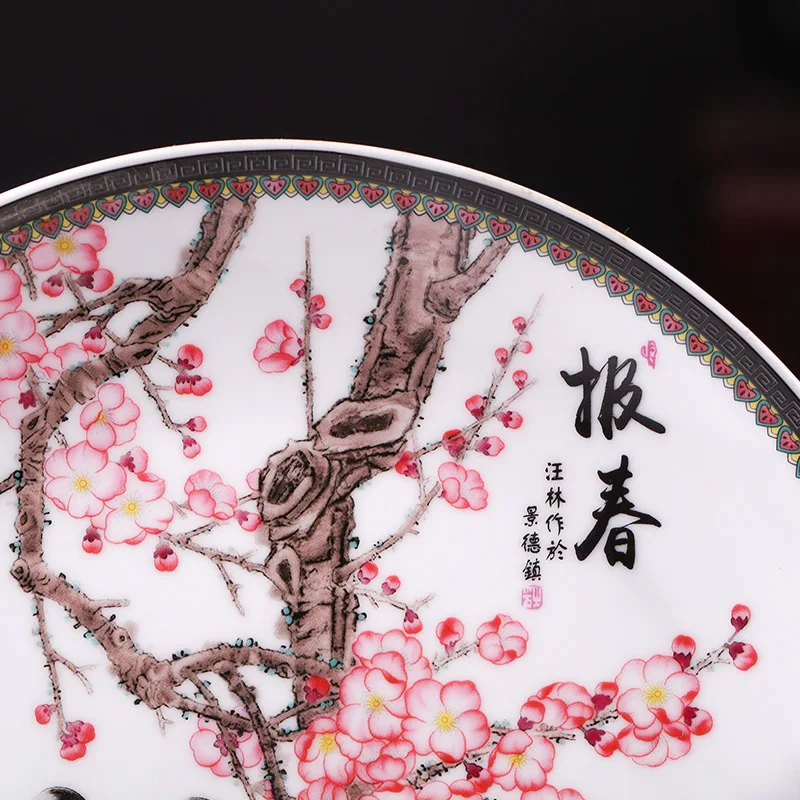 Jingdezhen Art Decor Plate Ceramic Porcelain Flower Bird Pattern Antique Dish / Office Table Ornaments Lucky Crafts Souvenir Jingdezhen Art Decor Plate Ceramic Porcelain Flower Bird Pattern Antique Dish / Office Table Ornaments Lucky Crafts Souvenir