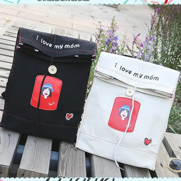 

New Style Small Fresh Girl Canvas Schoolbag Cute Cartoon Printing bags Envelopes Shape backpack