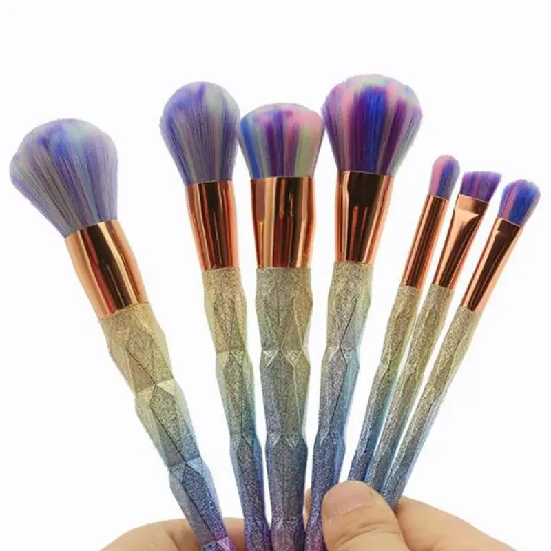 

Focallure 7Pcs Professional Makeup Brush Set Frosted Gradient Handle Makeup Brushes Foundation Powder Eyeshadow Diamond Brush
