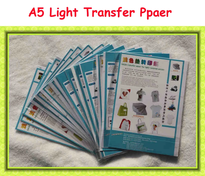 

A5 Paper 50 Pieces Light Inkjet Heat Transfer Paper Thermal Papel Transfer Printing Paper for T Shirt Fabric