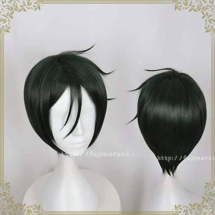 Kuroshitsuji Phantomhive Sebastian micheelis косплей парик короткие черные зеленые прямые волосы Аниме Черный дворецкий Ciel