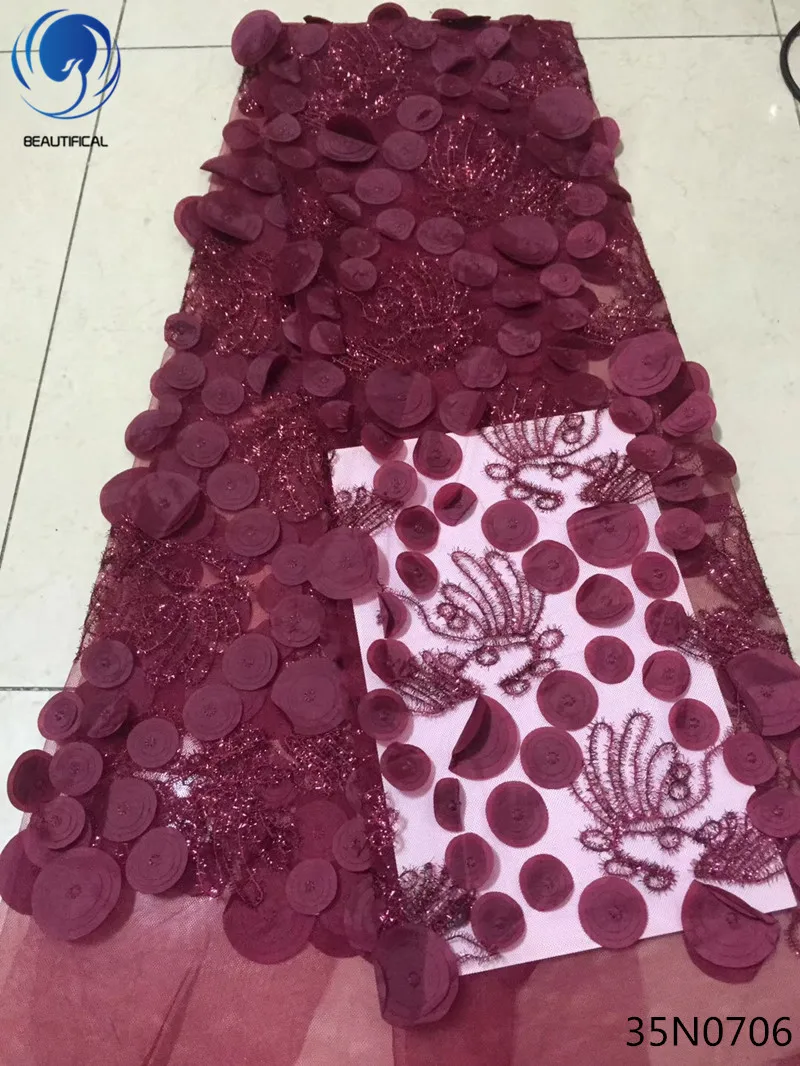 

Beautifical french lace fabric tulle lace fabric 2018 3d net lace fabric for wedding dress latest pattern 5yards/piece 35N07