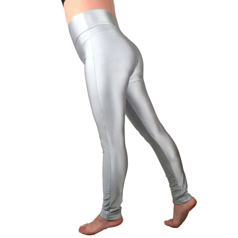 

Plus Size Wet Women Look Shiny Leggings Dance Disco Waisted Trouser Stretch Leg 2019 Slim Fluorescence Elastic