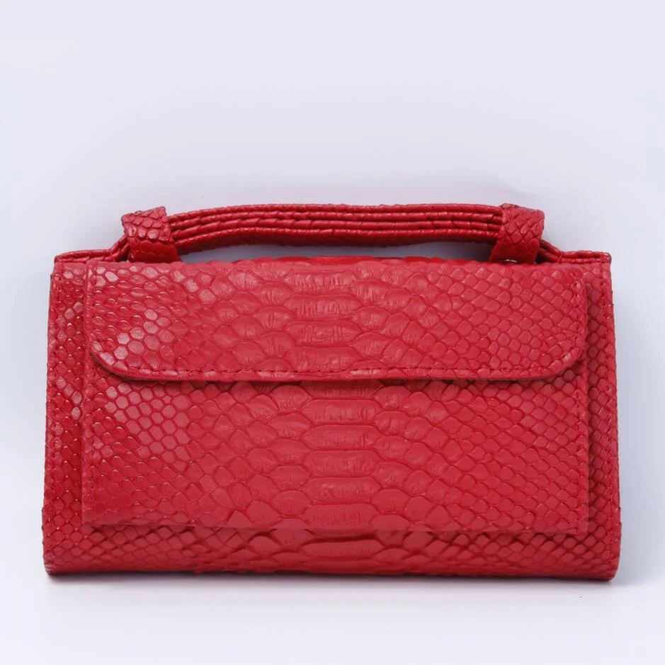 Новинка, модная брендовая женская сумка из натуральной кожи, дневной клатч, сумка через плечо с цепочкой для девушек, Женская сумочка с крокодиловым принтом - Цвет: Красный