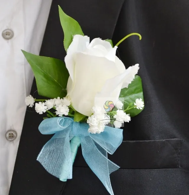 5pcs Set Handmade Groom Boutonniere High Quality Silk Flower Wedding