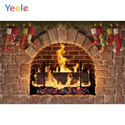 Yeele камин Рождество сток кирпич теплый жизненный Фон фотографии персонализированные фотографические фоны для фотостудии