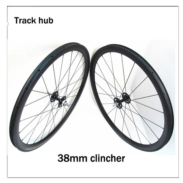 Best price at $285 Cheap 700C 38mm Clincher Carbon Track Bike Wheels Fixed Gear Fixed Hub Bicycle Wheelset Flip Flop