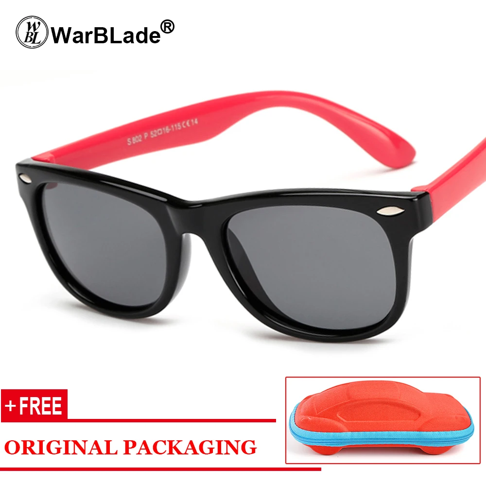 Дети Мальчики TR90 небьющиеся поляризационные солнцезащитные очки Детская безопасность для девочек Polaroid UV400 Зеркальные Солнцезащитные очки Спортивные oculos с чехлом - Цвет линз: black red