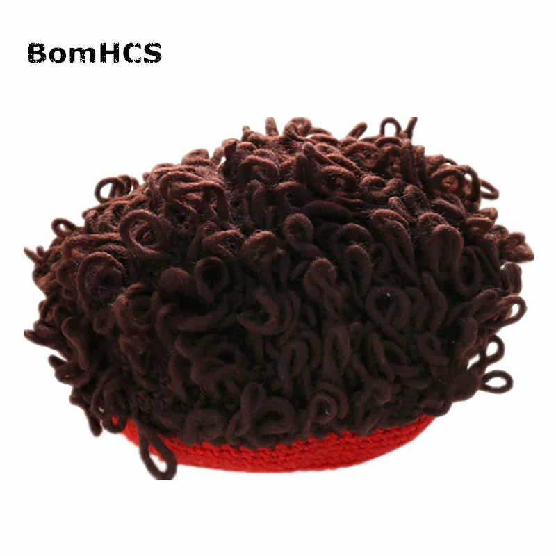 BomHCS милый детский парик Beanie ручные вязаные изделия крючком вьющиеся детские шапки Хэллоуин Детский подарок на день