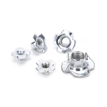 

10pcs/Set M4 M5 M6 M8 M10 Four Prong Furniture T Nut Inserts For Wood Zinc Plated Standard Metric Coarse Threads