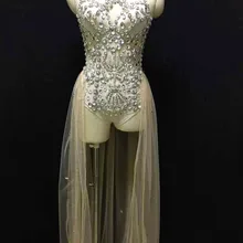 Кристалл Яркий боди трико костюм сценическая одежда Выпускной сексуальный горный хрусталь сексуальный дизайн свадьба диджей певича ночной клуб платье