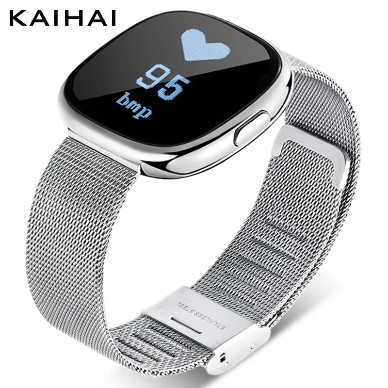 

KAIHAI wristband Blood Pressure Heart Rate Monitor fitness watches for women smart bracelet femme Alarm Clock Reminder silver H2