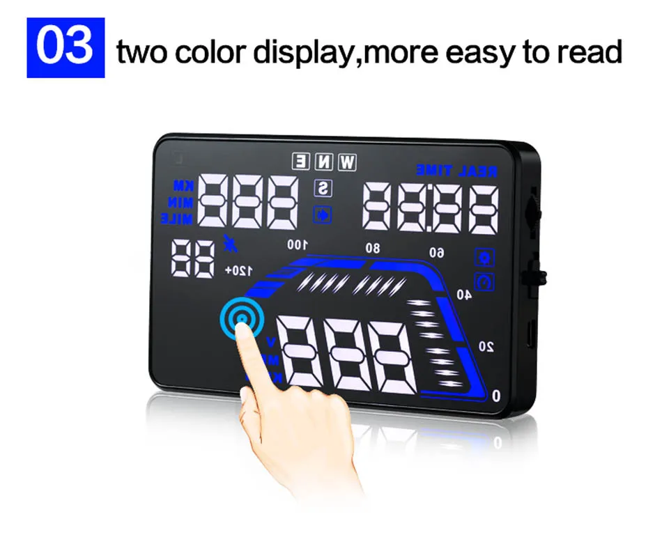 Universal Q7 5.5 Auto Car HUD GPS Head Up Display OBD II 2 Overspeed Warning Alarm Dashboard Windshield Project Speedometers-7